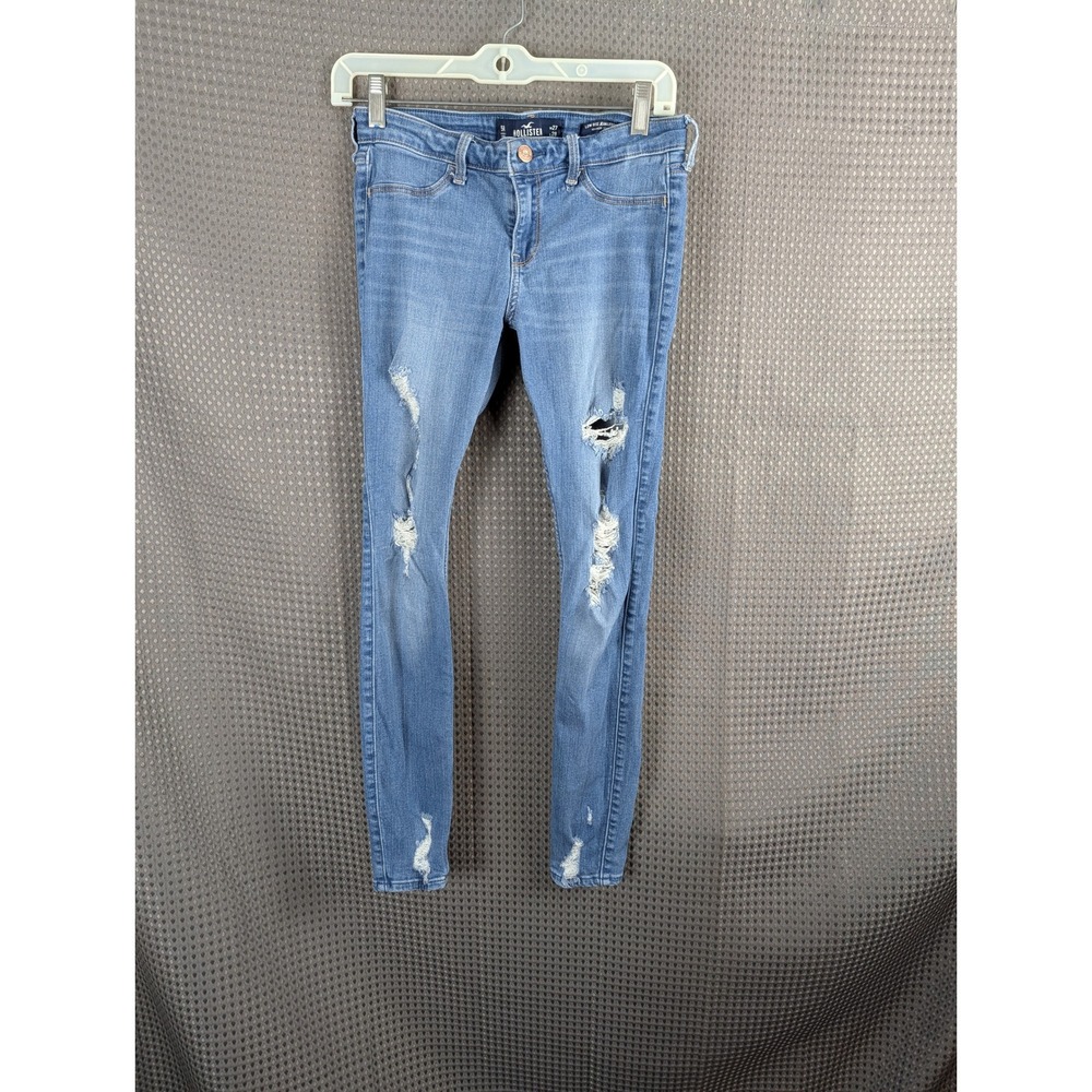 Hollister Womens 5R W27 L28 Low Rise Jean Leggings Distressed Ripped Medium Wash